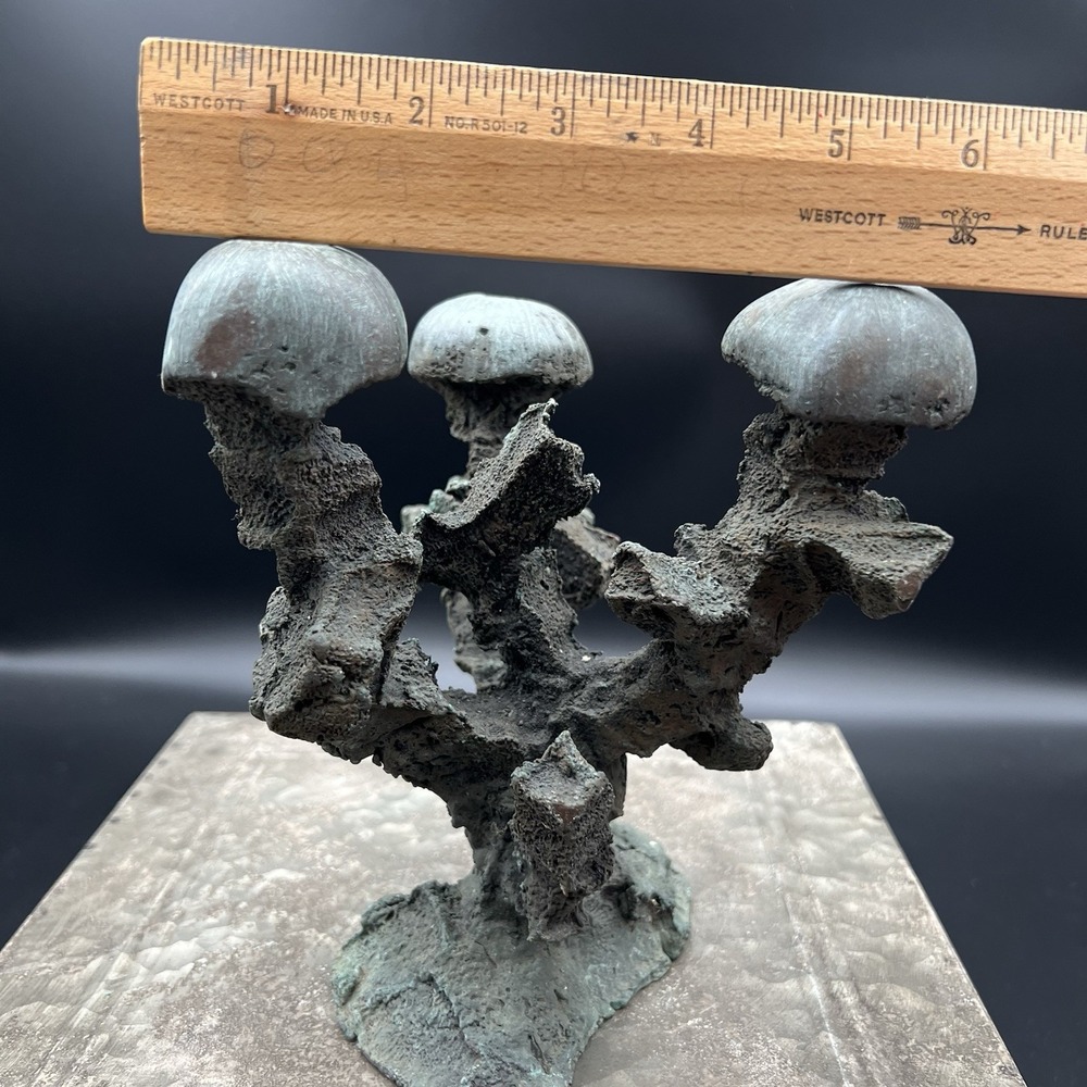 Vtg Brutalist Cast Bronze Mushroom Sculpture 6.5" Mid Century Organic Art MCM - Picture 6 of 12